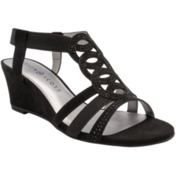 Denice Womens Embellished Slingback Wedge Sandals - Picture 1 of 8